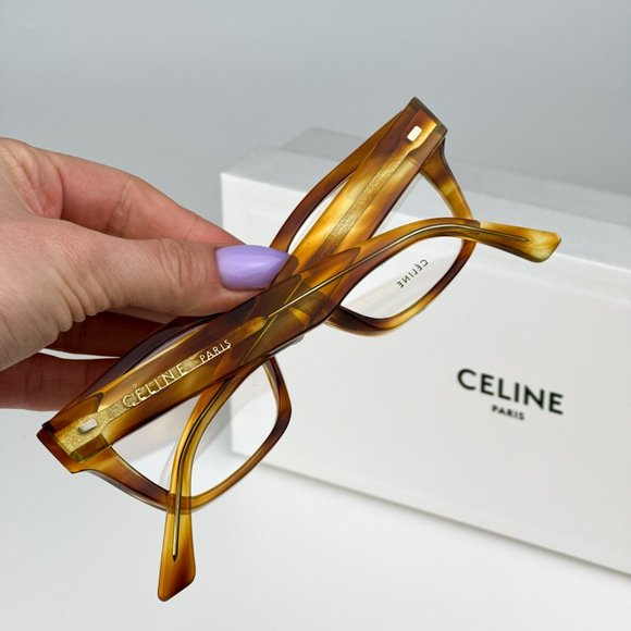Celine CL50011I 056 BRAND NEW Eyeglasses Striped Honey Havana Square Women - Picture 5 of 11